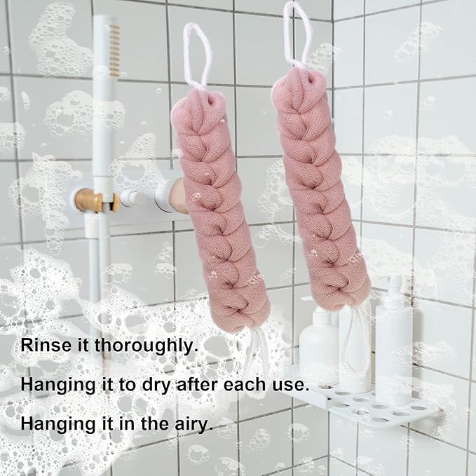 PPHAO - Back Scrubber for Shower - Bath Sponge - Long Loofah for Women - Bath Back Scrubber for Shower for Women - Loofah Sponge for Men - 21.5 INCH - Pink Loofah - 2 Pack