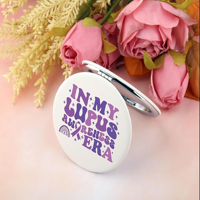 BEKECH Epilepsy Awareness Gifts in My Epilepsy Awareness Era Compact Mirror Epilepsy Warrior Gifts Epilepsy Disease Ribbon Makeup Mirror