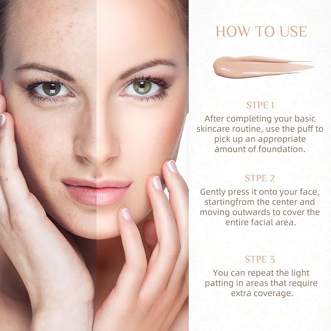 Cushion Foundation Makeup, Buildable Coverage Moisturizing Nourishing Breathable Poreless Oil-Control Lightweight, Skin fit, Natural Flawless Matte Finish