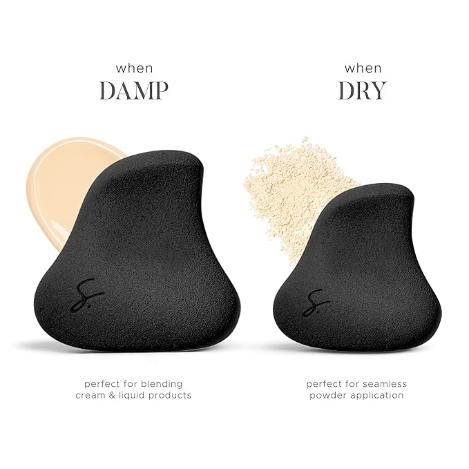 Complexion Pro Beauty Blender Sponge, Black, 3 Piece Set - Ergonomic Makeup Sponge and Beauty Blender, Essential Make up and Blending, Multipurpose Makeup Kit Facial Sponge