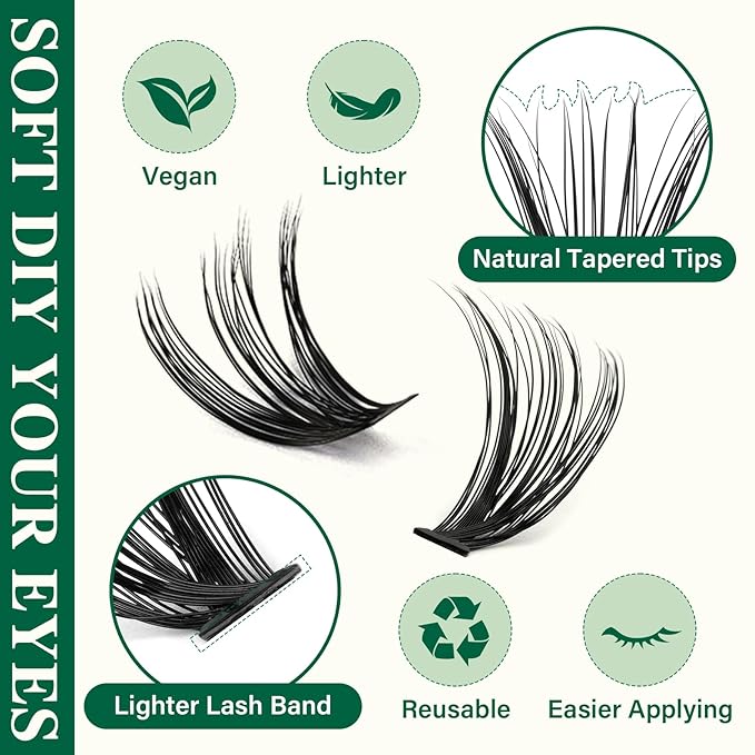 DIY Lash Extension Kit KEYYOU 300Pcs Individual Eyelash Extension Kit 40D 0.07D Curl 9-18MIX Lash Clusters Kit with Lash Glue Remover Applicator Easy to Use for Beginners(Kit-40D-0.07D,9-18MIX)