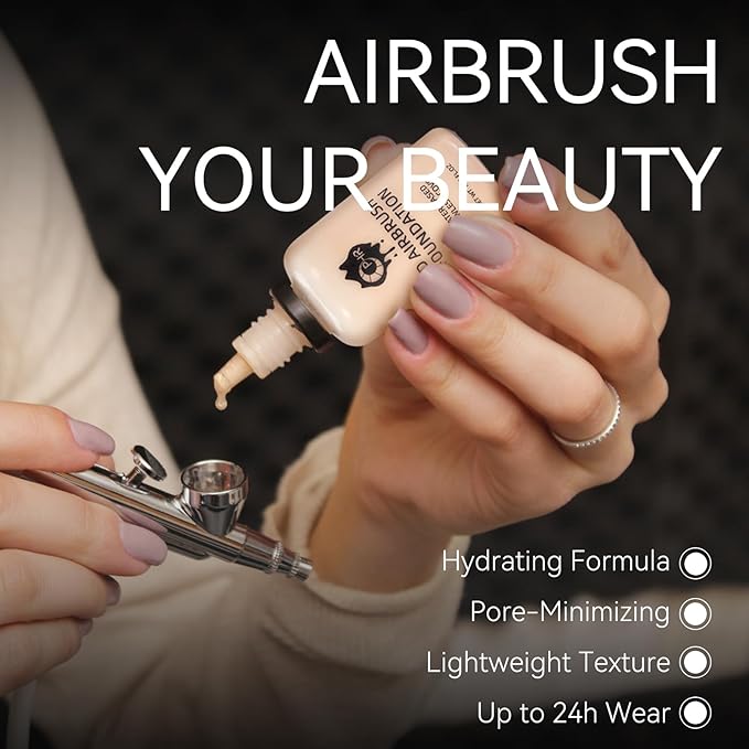 OPHIR 7x Airbrush Makeup Foundation, Air Brush Foundation for Air Brush Makeup, Includes Lvory & Natural White, Light Brown, Medium Tan, Porcelain White & Medium Dark,1oz/Bottle