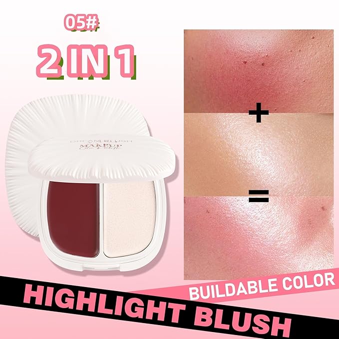 Cream Blush for Cheeks Creamy & Ultra Pigmented Formula Multi Use Face Blushes Makeup Cosmetics #05