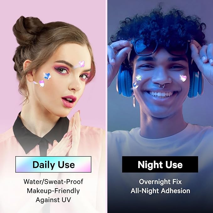 Sosky Hologram Pimple Patches for Face, Hydrocolloid Acne Patches with Salicylic Acid, Cute Star Zit Stickers,Colorful Blemish Covers,48 Count Pink Heart