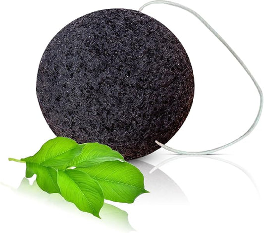 This Hippie Girl | Konjac Exfoliating Organic Facial Sponge | Plant Based Gentle Exfoliating Face Scrubbie | Acne Control Sponge | Charcoal Black (Black)