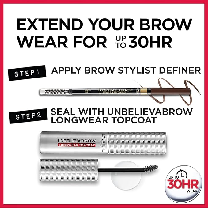 L'Oreal Paris Makeup Brow Stylist Definer Waterproof Eyebrow Pencil, Ultra-Fine Mechanical Pencil, Draws Tiny Brow Hairs and Fills in Sparse Areas and Gaps, Auburn, 0.003 Oz