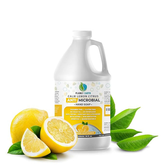 Antimicrobial Liquid Hand Soap (64 Oz) - Antibacterial Soap Refill - Hand Soap Refill Bottle - Cruelty Free Moisturizing Soap, Calm Lemon Citrus