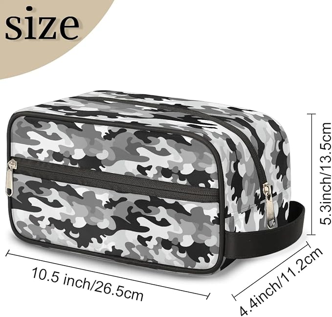 Black Grey Camouflage Hanging Makeup Bag,Toiletry Bag for Women Girl,Travel Cosmetic Bag,Approved Hygiene Bag Waterproof Dopp Kit Organizer for Toiletries Shower Bathroom Carry-on Accessories Gifts