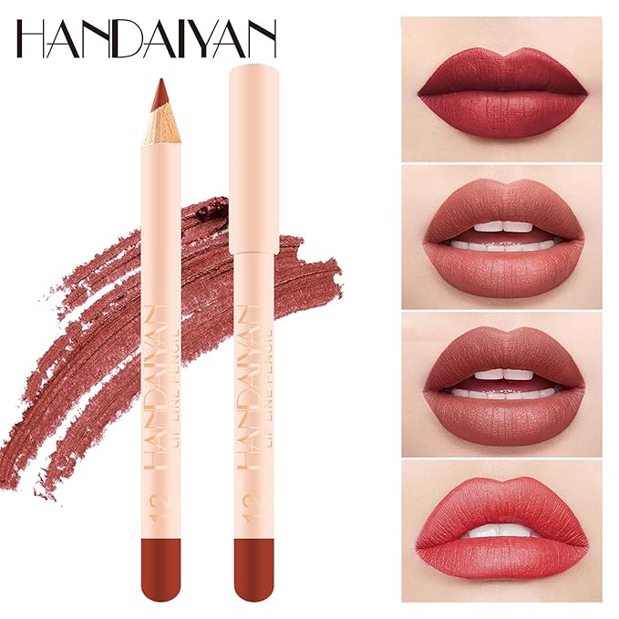 12 Colors Matte Lipstick Long-lasting Lip Liner Pen Set Waterproof Non-stick Lip Liner Pencil 1.2g*12 Easy to Apply
