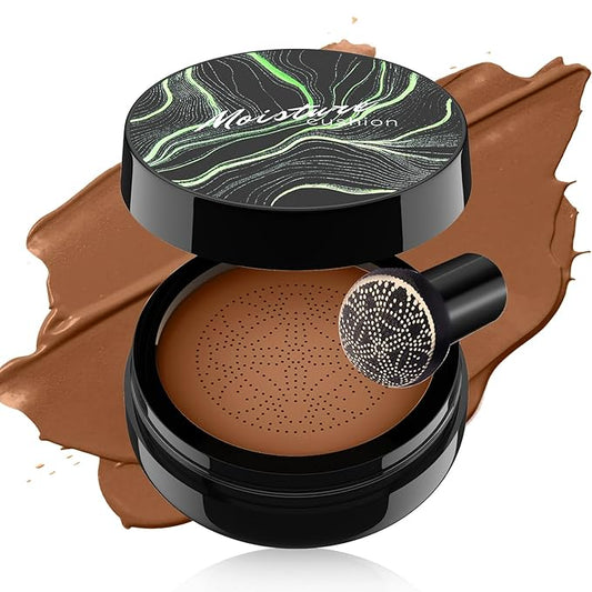 Mushroom Head Air Cushion CC Cream Foundation Moisture Cushion BB Cream for Women & Girls All Skin, Waterproof Full Coverage Self Adjusting Concealer (Deep)