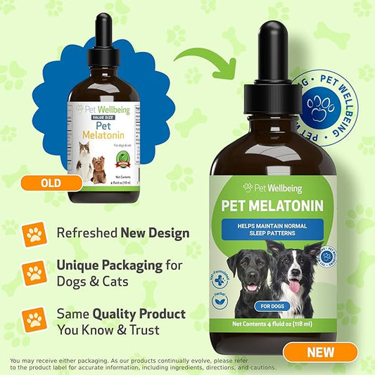 Pet Wellbeing Pet Melatonin for Dogs - Supports Adrenal Health, Cortisol Balance, Helps Maintain Normal Sleep Patterns - Veterinarian-Formulated Liquid Supplement 4 fl oz (118 ml)