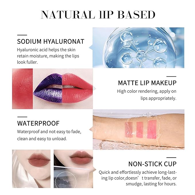 3Pcs Peel Off Lip Stain Lip Tint Set, Langlebiger Peel Off Matter Lipgloss,Matte Liquid Lippenstift Nude Lip Gloss Wasserdichter Lip Tint Fleck Antihaft Cup Peel Off Lippenstift für Frauen