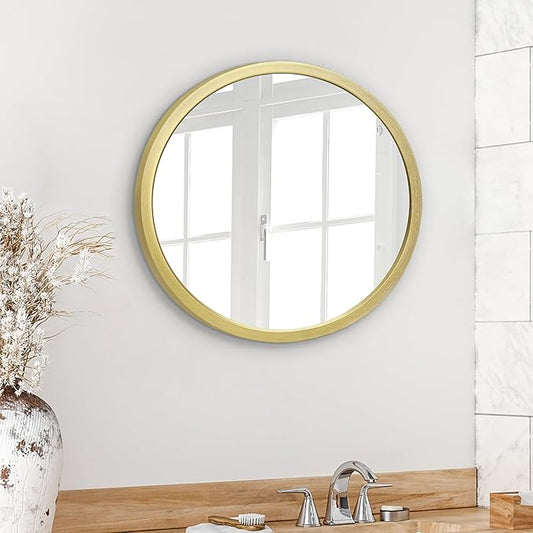 Americanflat 20" Round Mirror - Hanging Mirrors with Durable Frame - Modern Mirror for Bathroom, Bedroom, Living Room - Mirrors for Wall Display and Home Decor - Gold