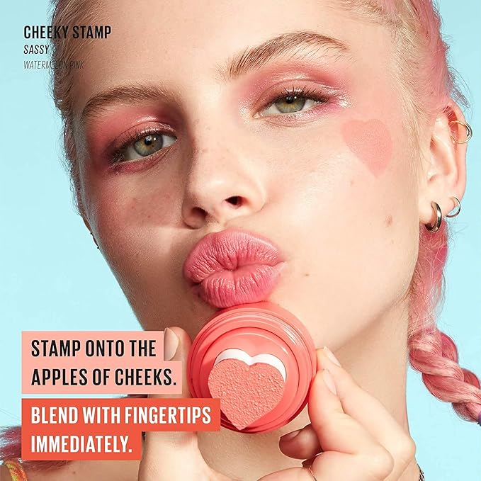 KAJA Blusher - Cheeky Stamp 01 Coy | Kbeauty, Cute Makeup, Buildable & Blendable Shade with Heart-shaped Applicator, Sunkissed Finish, Travel size, Hygienic, Portable, Korean Makeup, 0.17 Oz