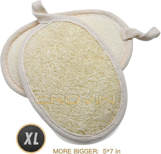 Bigger 5x7 Natural loofah Sponge for Exfoliating and Invigorate Your Dead Skin - Eco Friendly and Biodegradable All-Natural Loufa - Deeply Clean Your Body Pack of 4