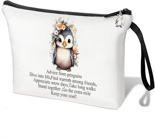 Penguin Gifts for Women Penguin Cosmetic Bag for Women Pouch Penguin Makeup Bag Penguin Cosmetic Bag Penguin Spirit Gift (White penguins gifts)