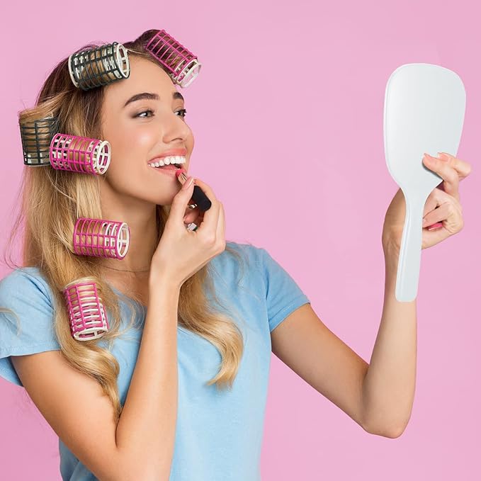 60 Pcs 7.08 x 3.14 Inch Hand Handheld Mirror with Handle Plastic Compact Travel Makeup Cosmetic Mirror Small Personal Portable Hand Held Mirror for Home Vanity Camping (White)