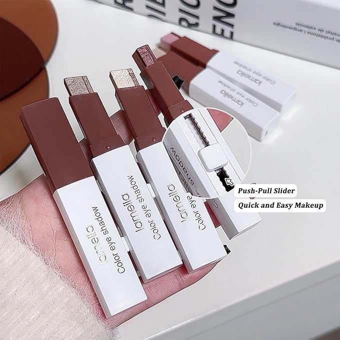 6 Pcs Glitter Eyeshadow Stick Two Color Eye Shadow Pencils with Waterproof and Retractable Eye Shadow for Glitter Makeup(Two-Color)