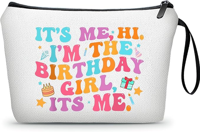 Birthday Funny Gifts for Women Friend Fans Teen Sister Bestie Music Lovers Makeup Bag Its Me Hi Im the Birthday Girl Its Me