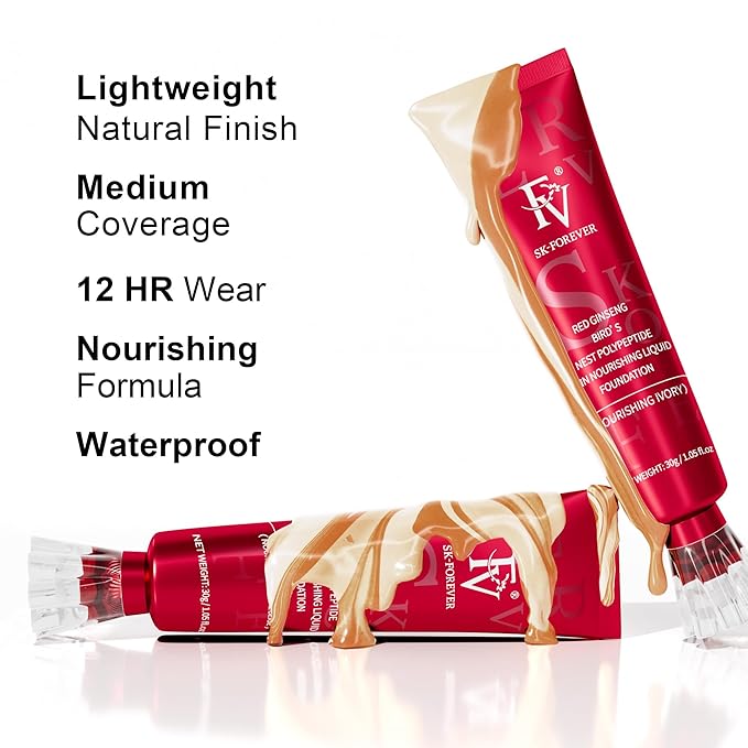 FV 2 Pack Hydrating Liquid Foundation Makeup, Waterproof & Lightweight, Natural Finish with Medium Coverage, Ideal for Dry and Normal Skin (Nourishing Natural Beige)