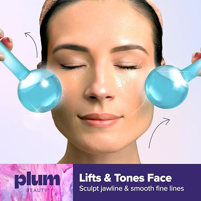 Facial Ice Globes - Cooling Massage Tools for Refreshing Skincare Routine, Enhances Self Care, Reduces Puffiness - Set of 2