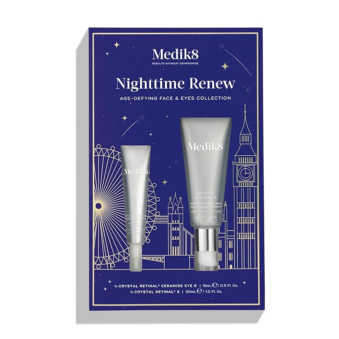 Medik8 Nighttime Renew Duo - Crystal Retinal 6, Crystal Retinal Ceramide Eye 6 - Firming Face Serum - Smoothing, Lifting Eye Cream - 2 pc