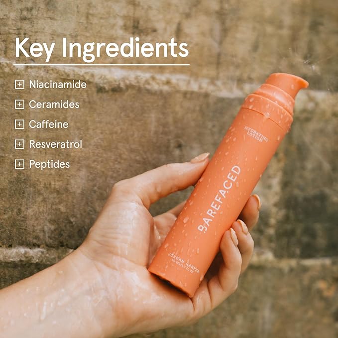 Barefaced Hydrating Lotion 50mL - Oil Free, Lightweight Moisturizer with Niacinamide, Hyaluronic Acid & Ceramides - Anti-Aging, Calms Redness, and Improves Skin
