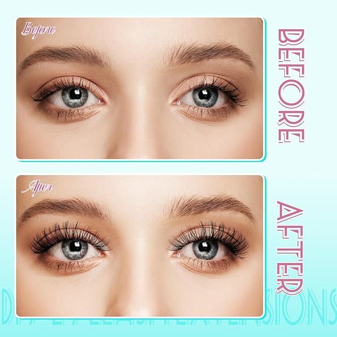 Natural Lash Clusters Left&Right Eyelash Clusters 280pcs D Curl Wispy Cluster Lashes DIY Individual Lashes Extension Thin Band Cluster Eyelashes Extensions(50D,9-18mm Mix)