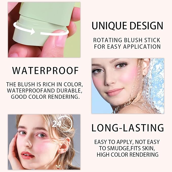 Cream Blush Stick, Contour Beauty Wand, Tinted Moisturizer Stick, Multi-Use Milk Blush Stick for 2-in-1 Cheek and Lip Tint & Eyeshadow(01#)