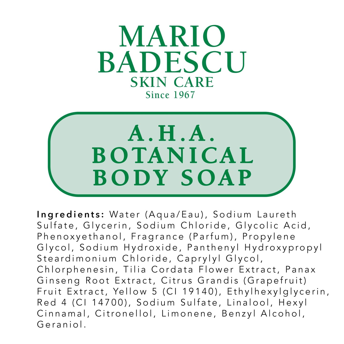 Mario Badescu AHA Botanical Body Wash Moisturizing, Clarifying and Gentle Exfoliating Wash for Brighter, Softer and Smoother Skin, Body Soap Infused with Glycolic Acid & Fruit Enzymes, 8 Fl Oz