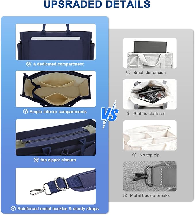 Canvas Tote Bag for Women With Pockets, Laptop Work Crossbody Purses Everything Shoulder Tote Bag Everyday Satchel Handbags