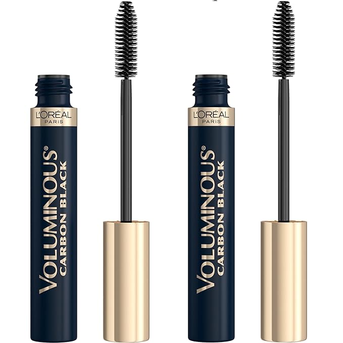 L'Oreal Paris Makeup Voluminous Original Washable Bold Eye Volume Building Mascara, Builds Lashes up to 2X Natural Thickness, Smudge Free, Clump Free, Carbon Black, 2 count