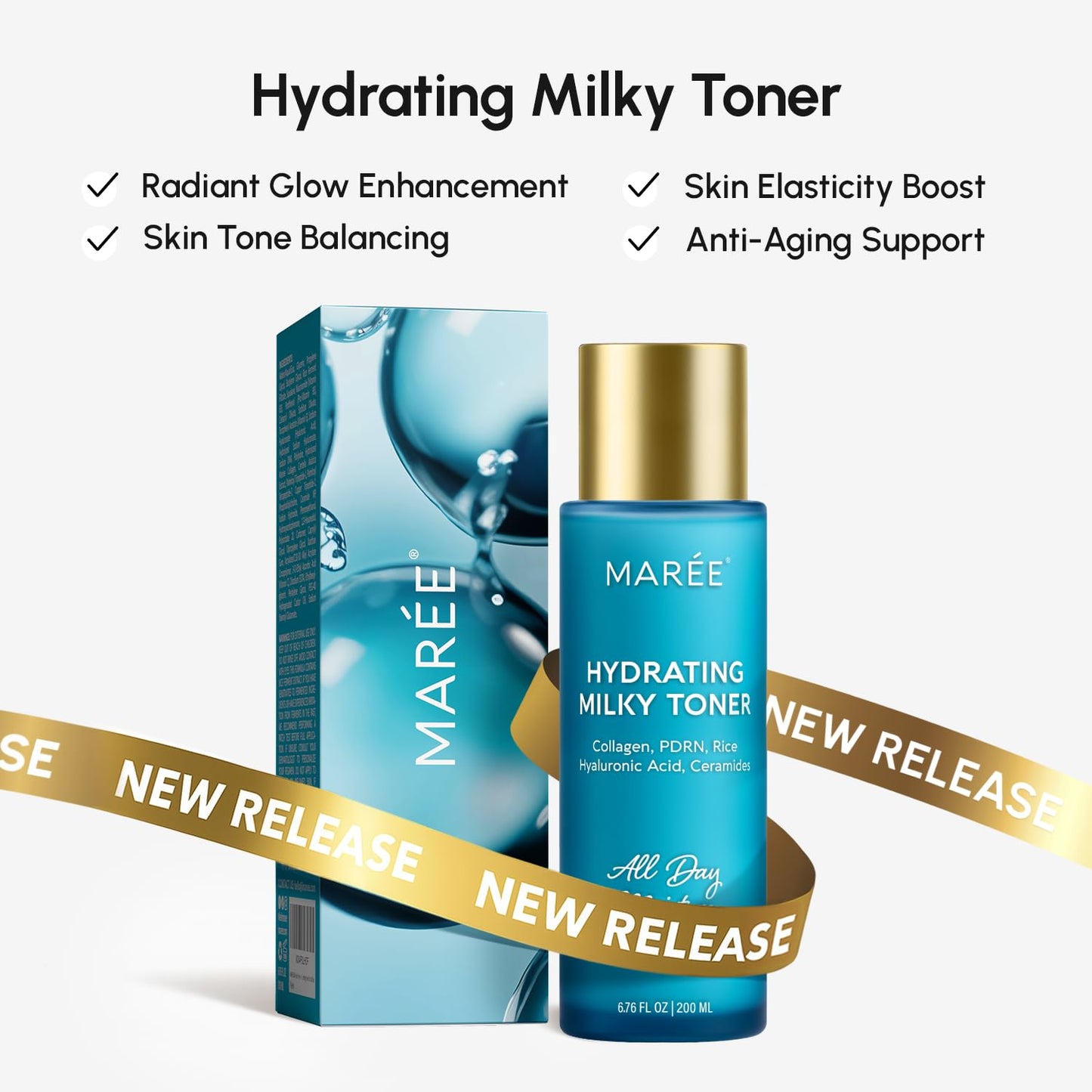 MAREE Pore Minimizer for Face Toner – Witch Hazel Toner with Niacinamide & Marine Collagen – Gentle Exfoliating Oil Control Facial Toner for Women – BHA Liquid Exfoliant – Alcohol Free Tonico Facial