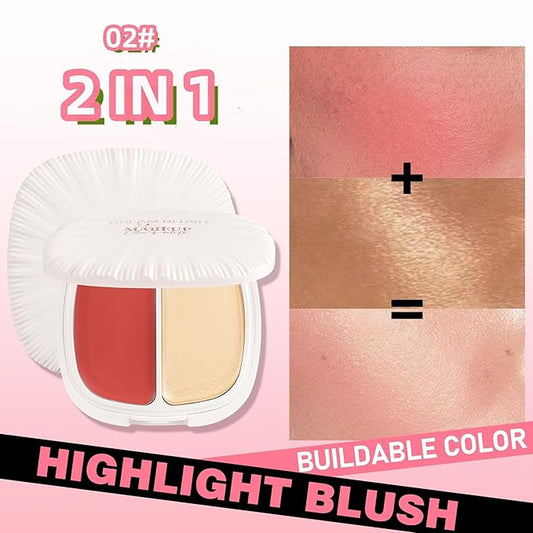 2 Colors Cream Blush for Cheeks Creamy & Ultra Pigmented Formula Face Blushes Makeup Cosmetics #02