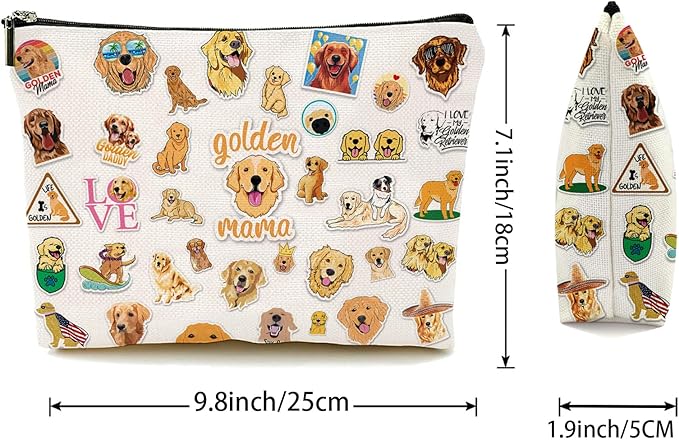 Birthday Gifts for Teenage Girls, Golden Retriever Makeup Bag, Dog Lovers Gifts for Girls Women, Golden Retriever Gifts for Christmas for Her, Sister, Daughter, Women