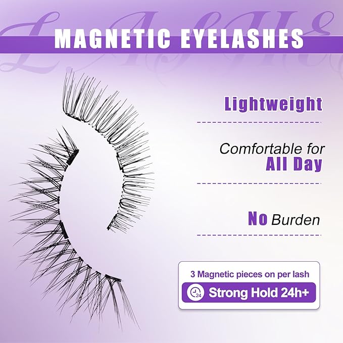 4-Pairs Reusable Magnetic Eyelashes with Applicator: Natural Look, Reusable, No Glue or Liner Needed, Wendy, K8+604-1