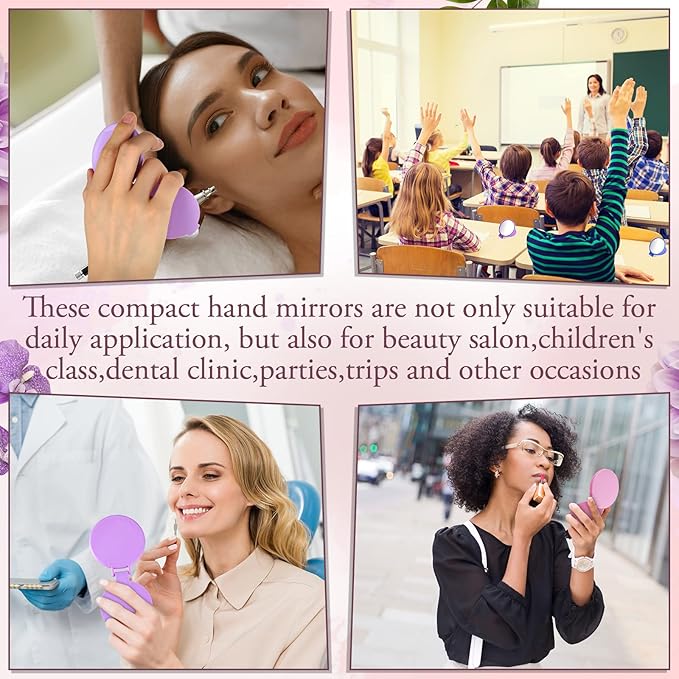 40 Pcs Compact Mirror Bulk Travel Makeup Mini Folding Mirror Pocket Vintage Portable Round Small Mirror for Women Purse Travel Daily Use Gifts, White, Blue, Pink, Purple