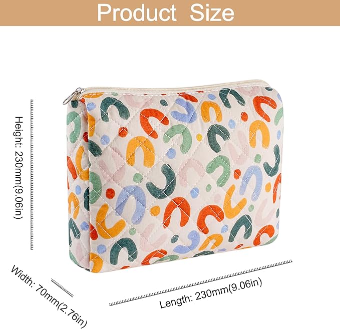 Makeup Bag Travel Cosmetic Bag for Women Girls, Zipper Make Up Pouch, Floral Flowers Toiletry Organizer Makeup, Portable Storage Bag, Cosmetic Travel Cloth Bag (2 Pack (L+S)/UU Colourful)