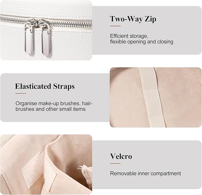 Makeup Bag, Travel Make up Case with Compartments and Handle, Portable Cosmetic Organizer Bags,Toiletry Bag for Women