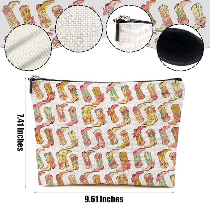 2pcs Western Makeup Bag, Western Gifts for Women Cosmetic Bag Cowgirl Gifts for Women Female Girls Sister BFF, Cowboy Boots Gift Christmas Birthday Gift, Cowgirl Stuff