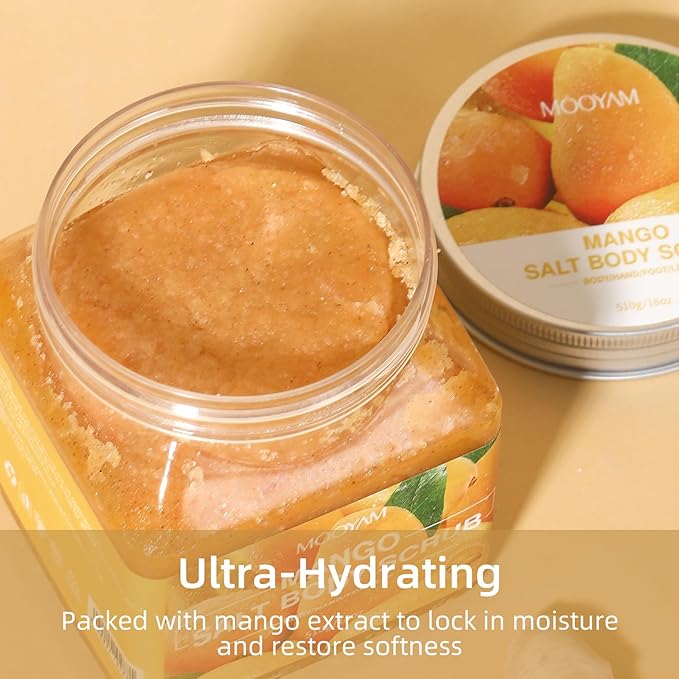 Mango Avocado Salt Body Scrub for Women Men,Hydrating & Exfoliating Scrub for Deep Clean,Body Scrub Smooth for All Skin Types 18oz