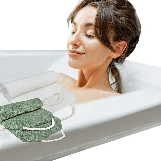 Scrubber Back for Shower Extended Length Scrubber Towel Exfoliating Washcloth Body Scrub Sponge Shower Loofah with Handle for Women Men Deep Clean Body Skin Massages (White&green2)