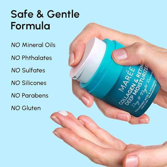 MAREE Face Moisturizer Collagen Cream for Face Gift Set 2 Pack - Hyaluronic Acid & Retinol - Anti-Aging Wrinkle Creams - Crema Para La Cara