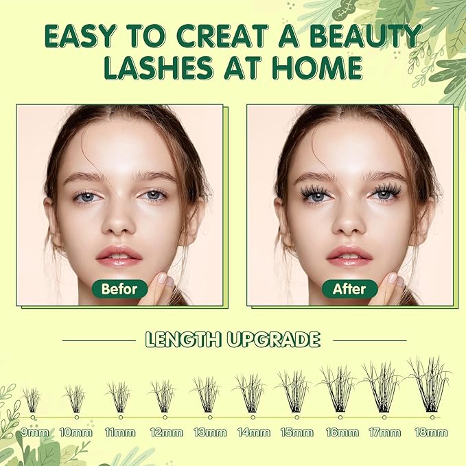 Lash Clusters 3D Effect Individual Lashes KEYYOU 300pcs 30D D Curl 10-18MIX Eyelash Clusters Wispy Lashes Fluffy Cluster Lashes Natural Soft DIY Lash Extension(3D-30D40D-10-18MIX)