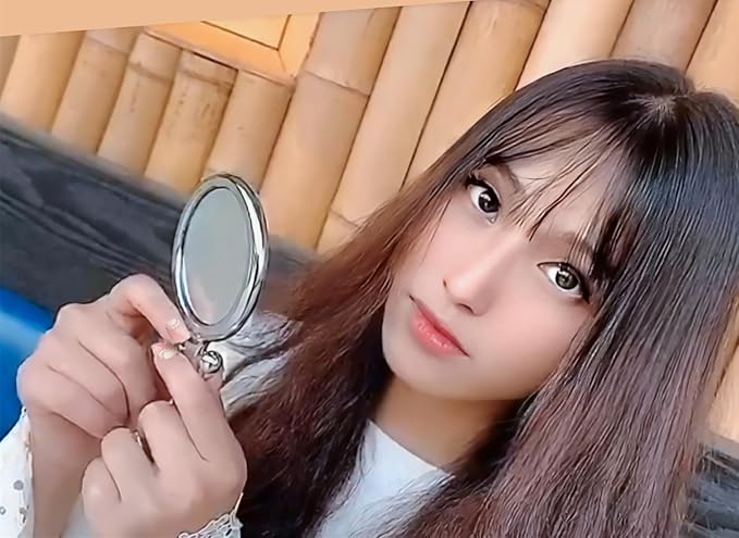 1X/5X Handheld Mirror, Tabletop Mount, Modern Personal Compact Travel Mirror, Silver Frameless, 5.7"L x 3.5"W