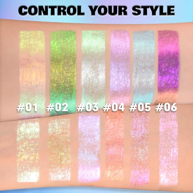 CHARMACY 2 in 1 Starlit Duochrome Liquid Eyeshadow, Glitter Sparkle Colorful Liquid Eyeliner, Quick Drying, High Pigmented, Long lasting Holographic Glitter Multichrome Eye Makeup #03