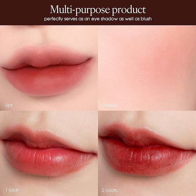 AIR LIPS 814 VAMPIRE, Lip & Cheek, Natural Soft Matte Finish & Buildable, Airy Formula (1.2g, 0.003 oz.)