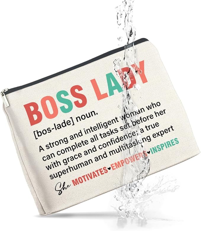 Boss Lady Gifts for Women - Female Boss Lady Makeup Bag with Zipper Closure