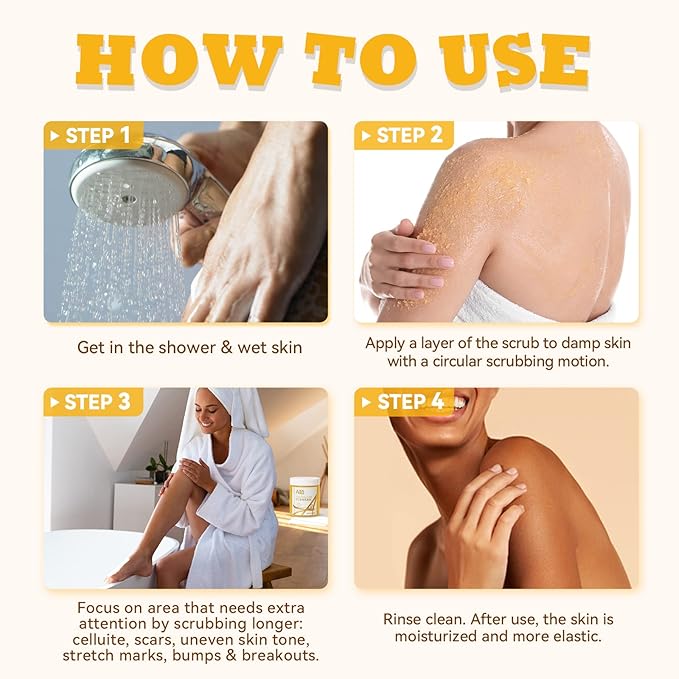 ANAI RUI Turmeric Body Scrub Exfoliator, Sugar Scrub for Exfoliating, Smoothing, Hydrating Skin, Face & Body Scrub with Turmeric, Face Body Hand and Foot Scrub, Moisturizing Body SkinCare, 9 OZ