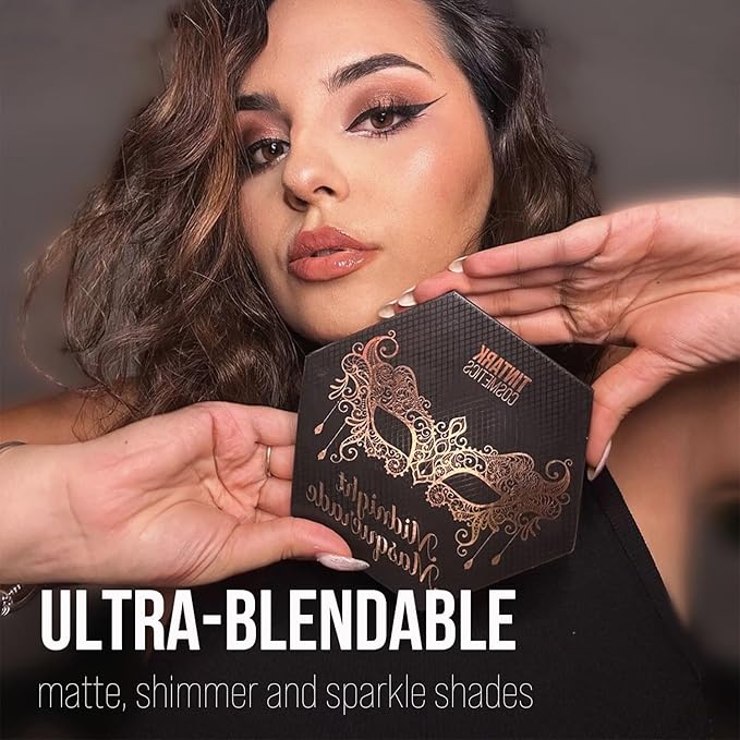 Black Smokey Eyeshadow Makeup Palette, Dark Smoky Eye Shadow Palettes for Halloween Goth Make up Glitter Shimmer Matte Pallets, Midnight Masquerade 21 Colors Brown Neutral Naked, Talc Free